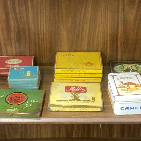 Selection of 19 Vintage Cigarette Tins