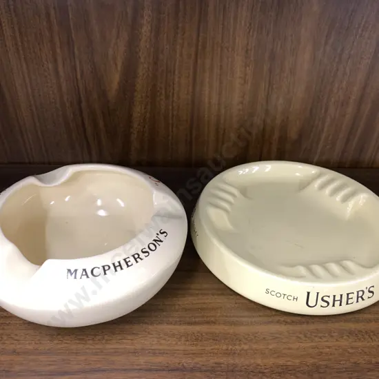 Vintage Wade Regicor Cluny Macphersons Scotch Whisky Ashtray & Ushers Scotch Whisky Ashtray