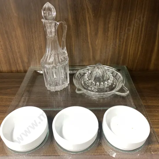 Ecology Seasons Platter & Dishes With Vinaigrette Jug & Glass Citrus Squeezer