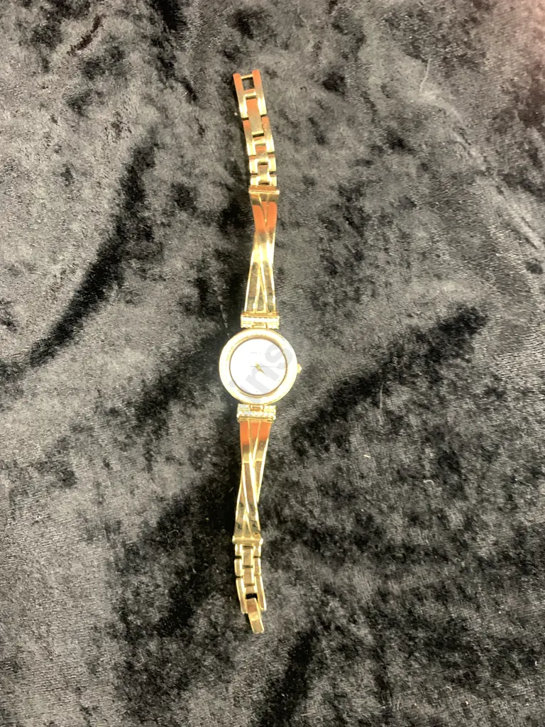 Ladies Gold Colour Anne Klein Watch, Diamantes Around Face Image 1++