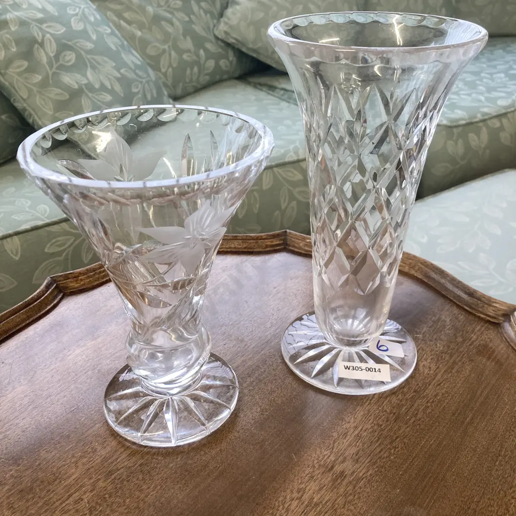 Vintage Crystal Vases x 2 Image 1++