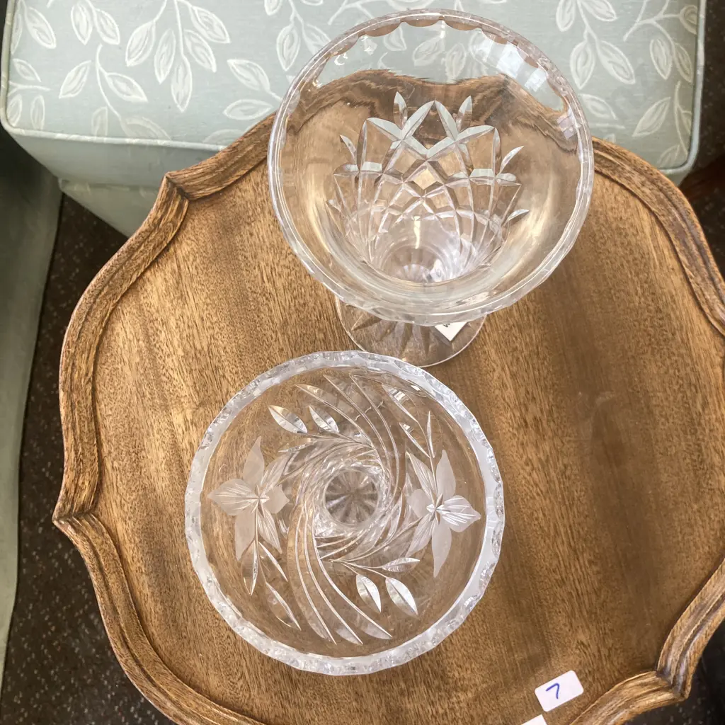 Vintage Crystal Vases x 2 Image 1++