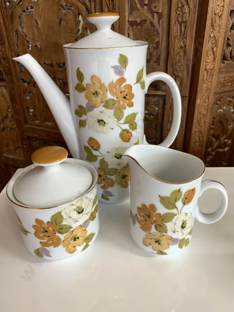 Vintage Royal Series By 'Yamato' Japan, Coffee Pot, Sugar Bowl & Creamer Image 1++