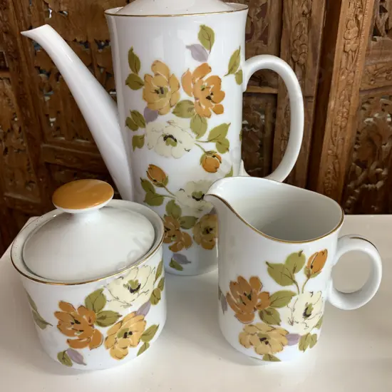 Vintage Royal Series By 'Yamato' Japan, Coffee Pot, Sugar Bowl & Creamer
