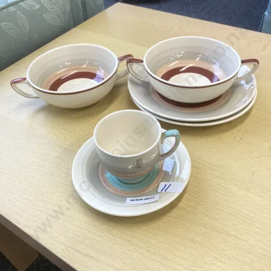 Susie Cooper Soup Bowl And Under Dish x2 With Demi Cup And Saucer