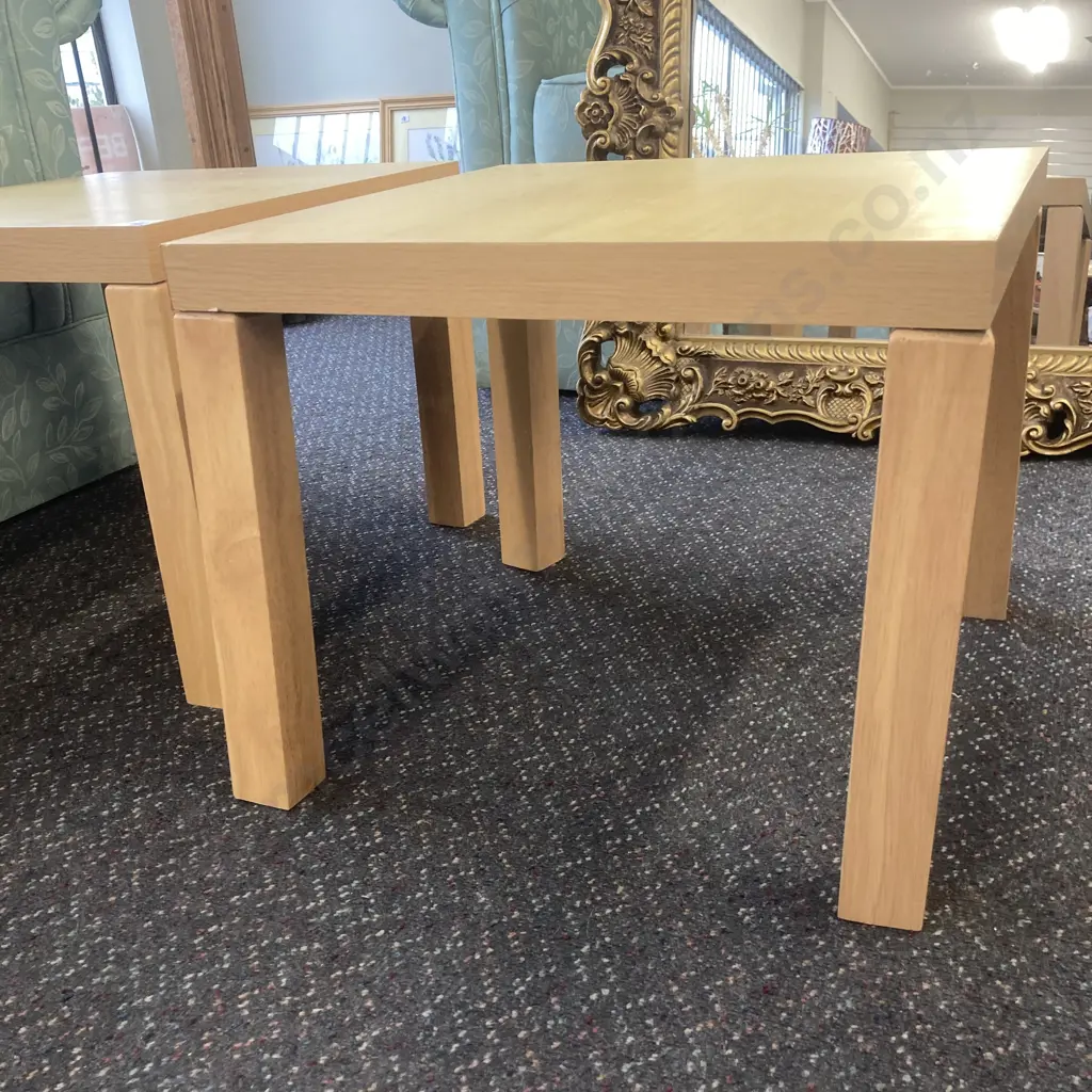 Pair of Square Wood Effect Occasional Tables, H40 W48 D48cm Image 1++