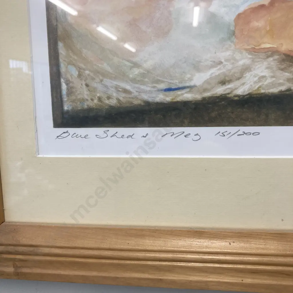Framed Print Titled Blue Shed & Meg Signed By Artist, 151/200, 77 x 63cm Image 1++