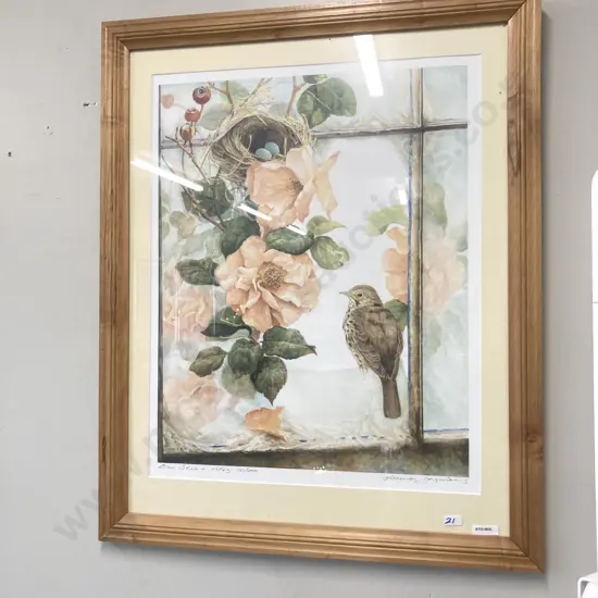 Framed Print Titled Blue Shed & Meg Signed By Artist, 151/200, 77 x 63cm