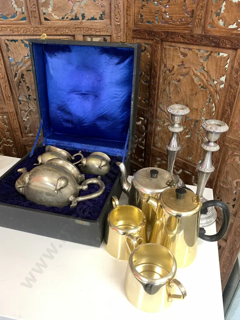 Assorted Silverware, Boxed Coffee Set, Candle Holders Etc Image 1++