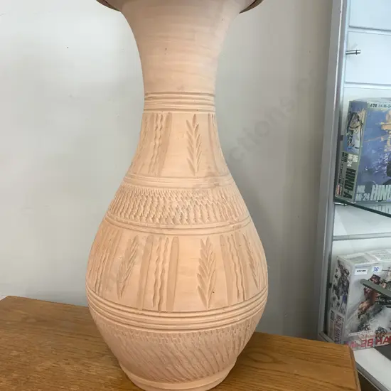 Terracotta Vase, Wide Rim, Narrow Neck & Bulbulous Base, H59cm