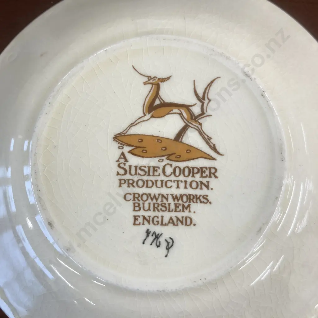 Susie Cooper Coffee Set, Crown Works Burslem, 15 Pce (Chipped Inside Coffee Pot) Image 1++