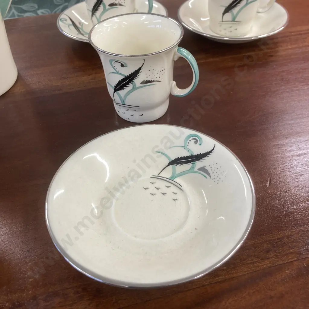Susie Cooper Coffee Set, Crown Works Burslem, 15 Pce (Chipped Inside Coffee Pot) Image 1++
