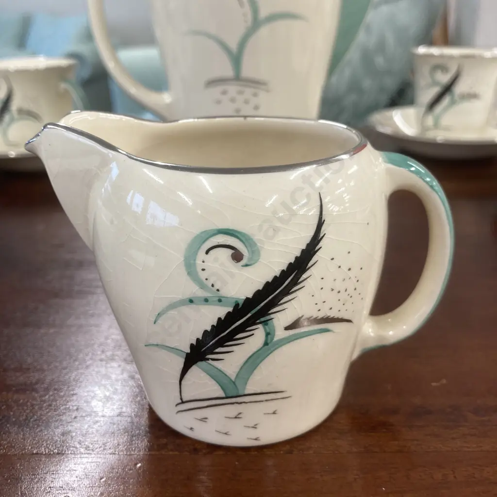 Susie Cooper Coffee Set, Crown Works Burslem, 15 Pce (Chipped Inside Coffee Pot) Image 1++