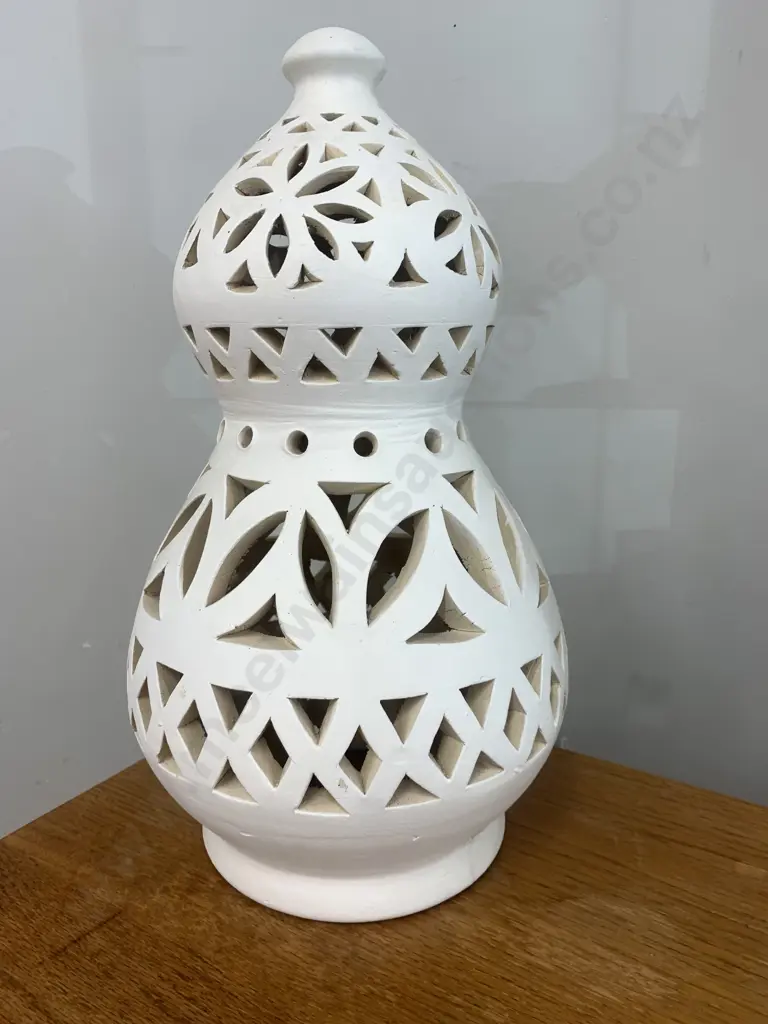Oman Pottery Large Cream Painted Ornament / Lantern, H50cm Image 1++