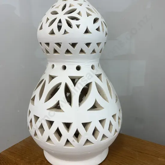 Oman Pottery Large Cream Painted Ornament / Lantern, H50cm