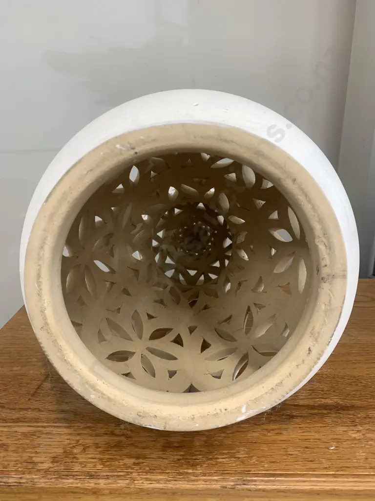 Oman Pottery Large Cream Painted Ornament / Lantern, H55cm Image 1++