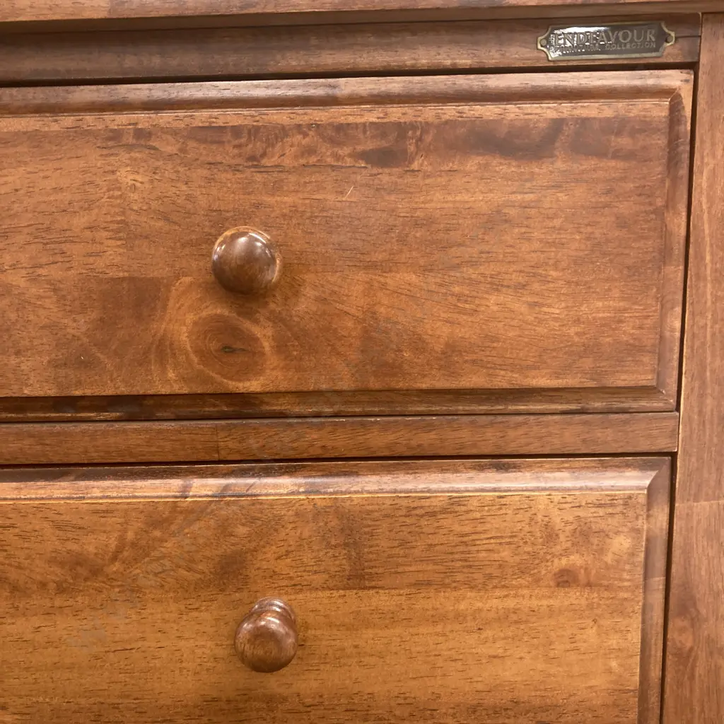 'Endeavour' Solid Wood 5 Drawer Chest Of Drawers, Knob Handles, H120 W97 D48cm Image 1++