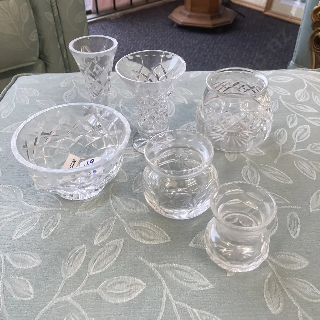 Assortment Of Vintage Crystal Items Including Vases, Bowl Etc Image 1++