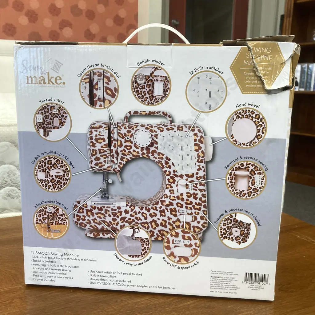 Sew & Make Leopard Print Sewing machine In Box Image 1++