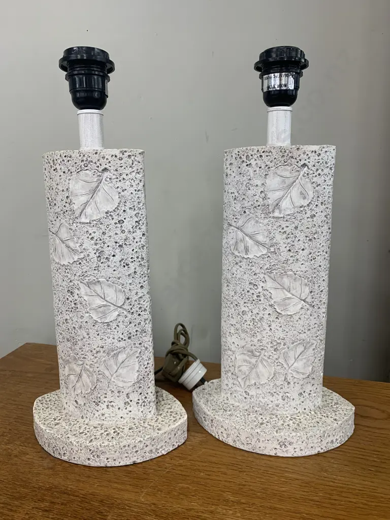 Pair of Concrete Look Table Lamp Bases, H43cm Image 1++