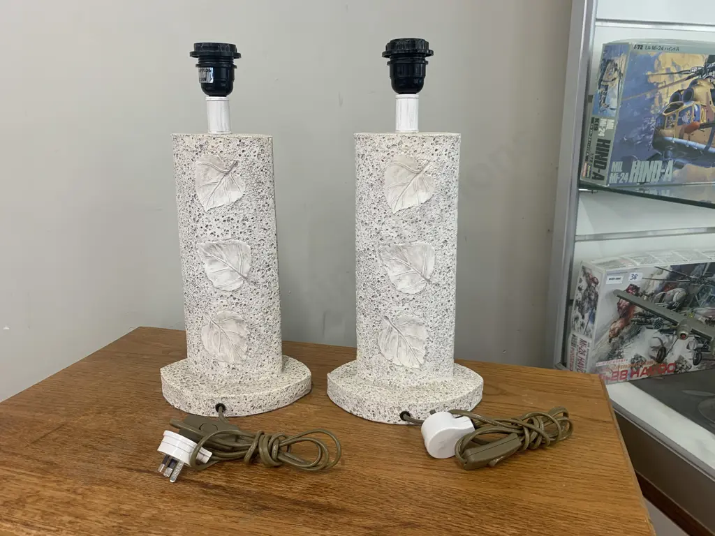 Pair of Concrete Look Table Lamp Bases, H43cm Image 1++