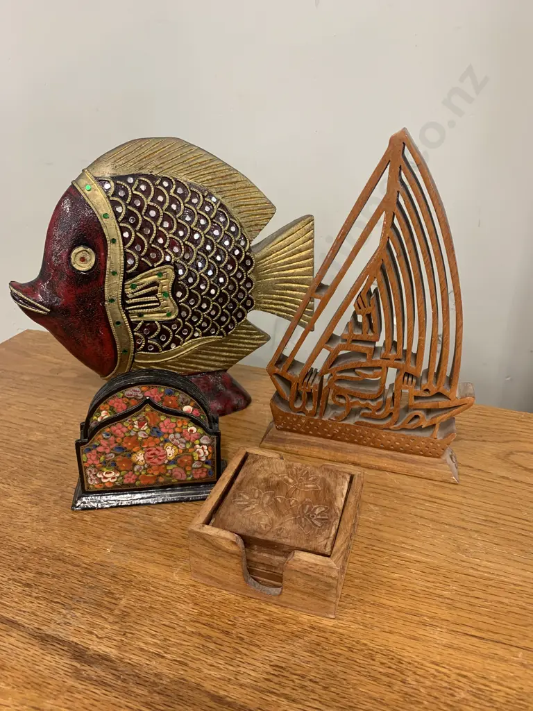 Assortment of Wooden Items, Coasters, Fish Etc Image 1++