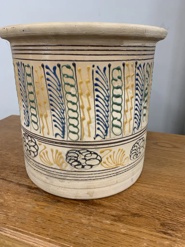 Planter Pot, Terracotta With Green / Yellow / Blue Swirl Pattern, H28cm Image 1++