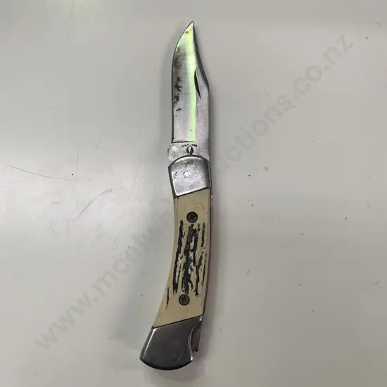 Vintage Soligen Cherokee Lockback Bone Handle Pocket Knife, af to part of handle