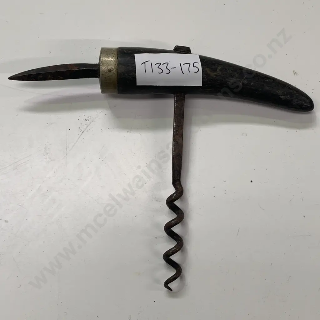 Victorian Direct Pull Handled Corkscrew with Spike c1880 Image 1++