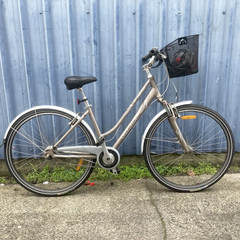 Ladies Giant Cypress City Bike With Basket & A Bell 54-61cm Helmet Image 1++