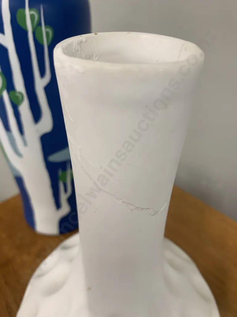 Tall Slender  Vase Blue / Black & White Houses With White Dimple Vase (af to top) Image 1++