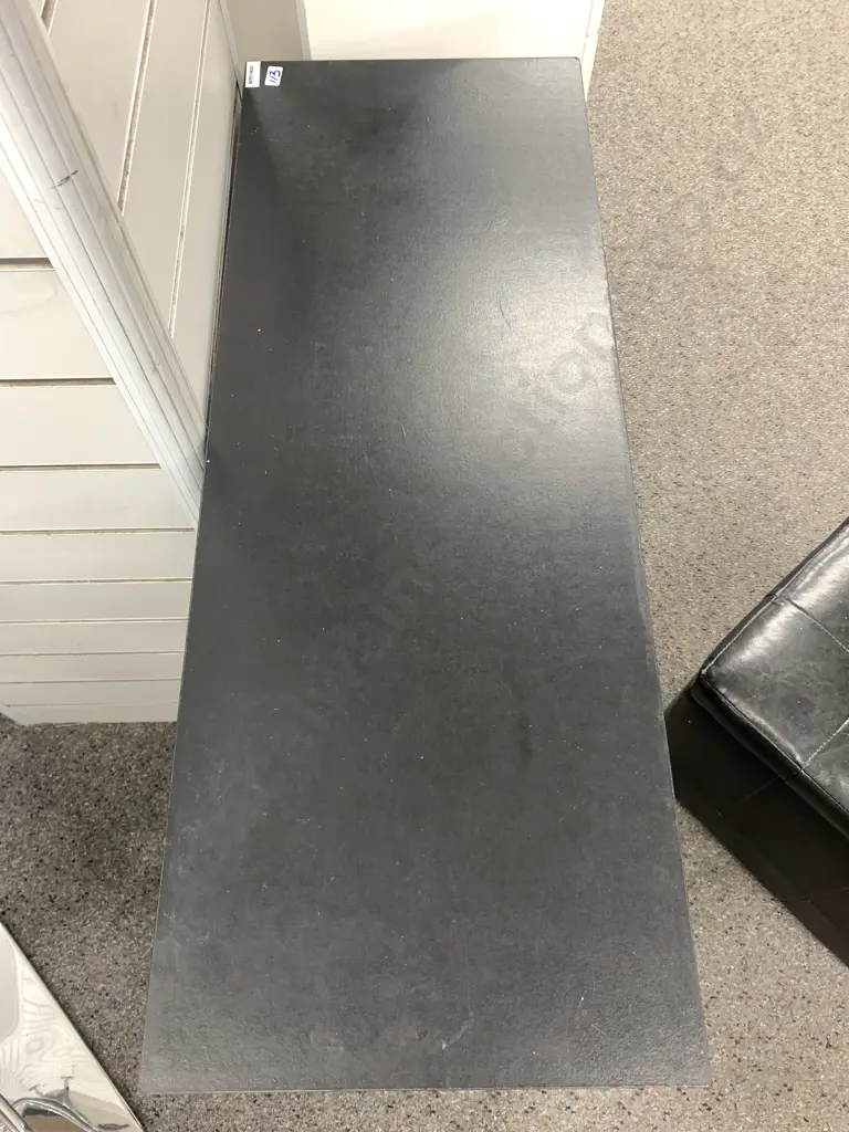 Black Leather Effect Ottoman With Hinged Top, H37 W40 D40cm & Black Hall Table, H71 W80 D30cm Image 1++