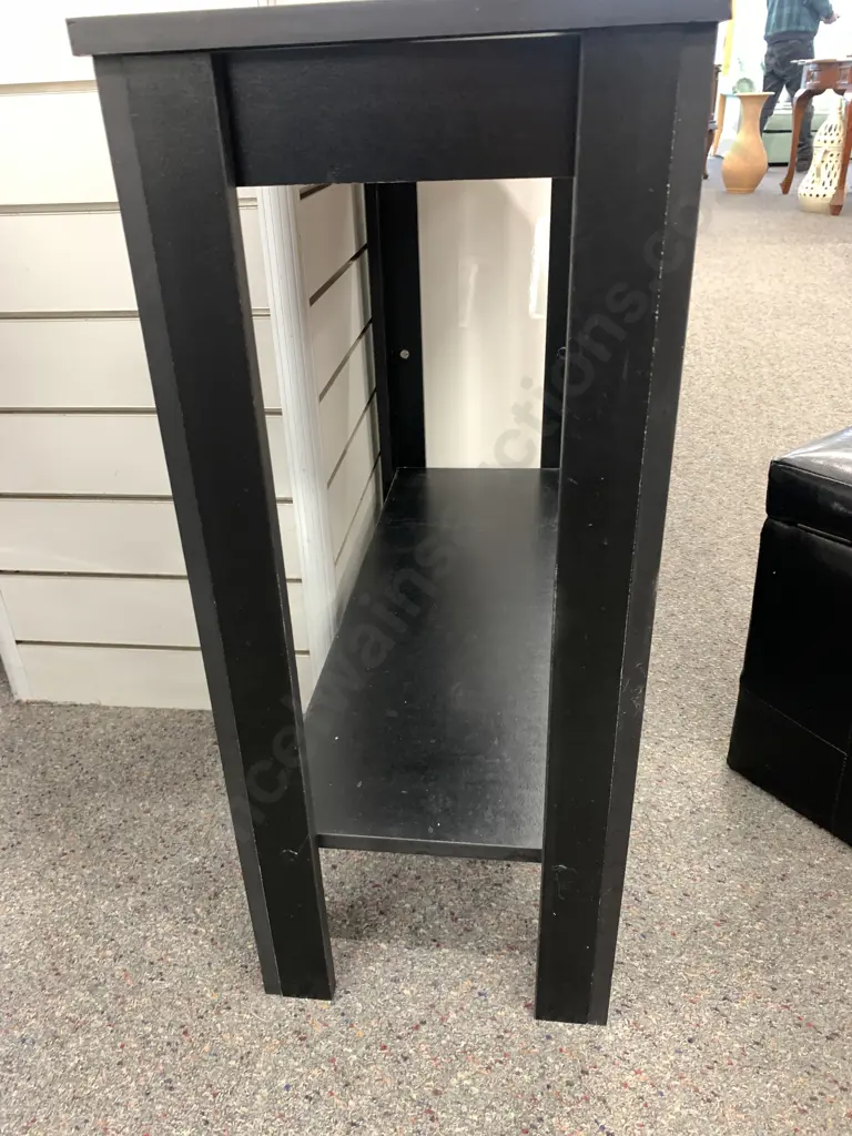 Black Leather Effect Ottoman With Hinged Top, H37 W40 D40cm & Black Hall Table, H71 W80 D30cm Image 1++