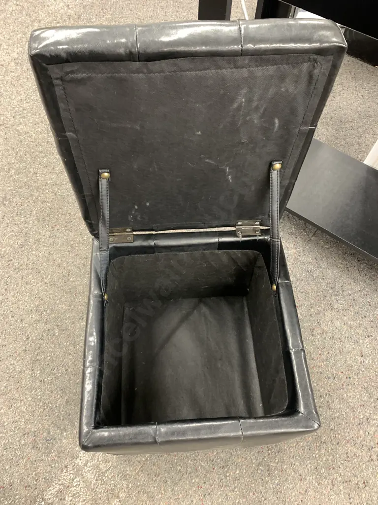 Black Leather Effect Ottoman With Hinged Top, H37 W40 D40cm & Black Hall Table, H71 W80 D30cm Image 1++