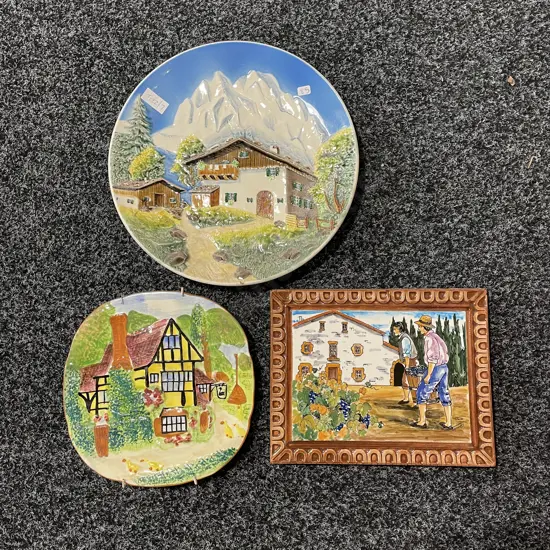 Collectable handpainted Relief Charger, Plaque and plate