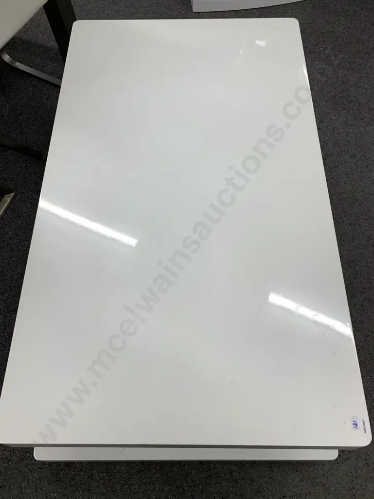 White Lacquered Two Tier Graduated Rectangular Coffee Table, H45 W130 D79cm Image 1++