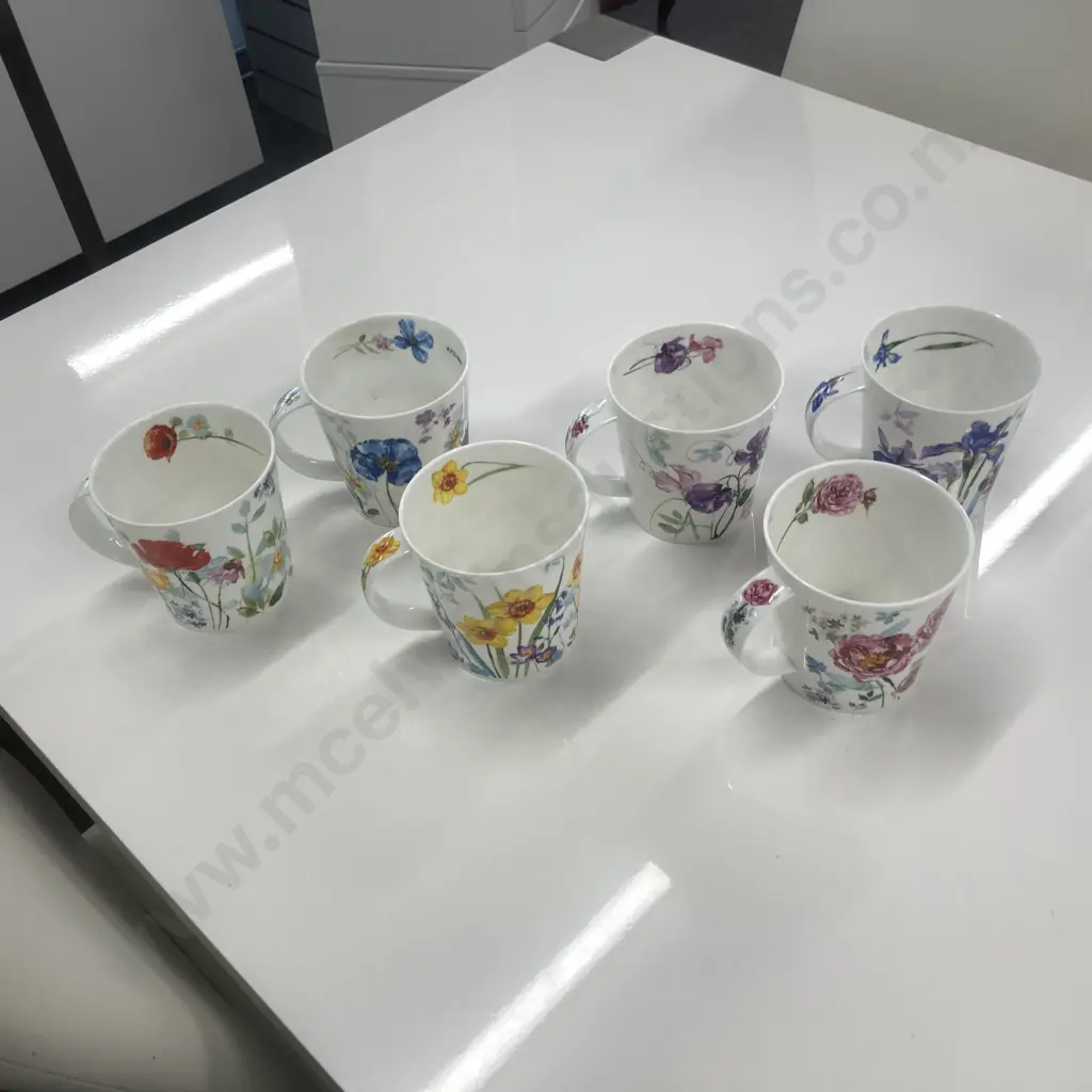Set Of Six Dunoon Bone China Country Garden Coffee Cups Image 1++