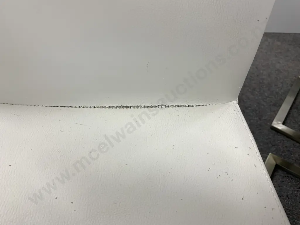 Modernist White Lacquered Rectangular Table & 6 White Leather Effect Chairs With Cantilever Bases Image 1++