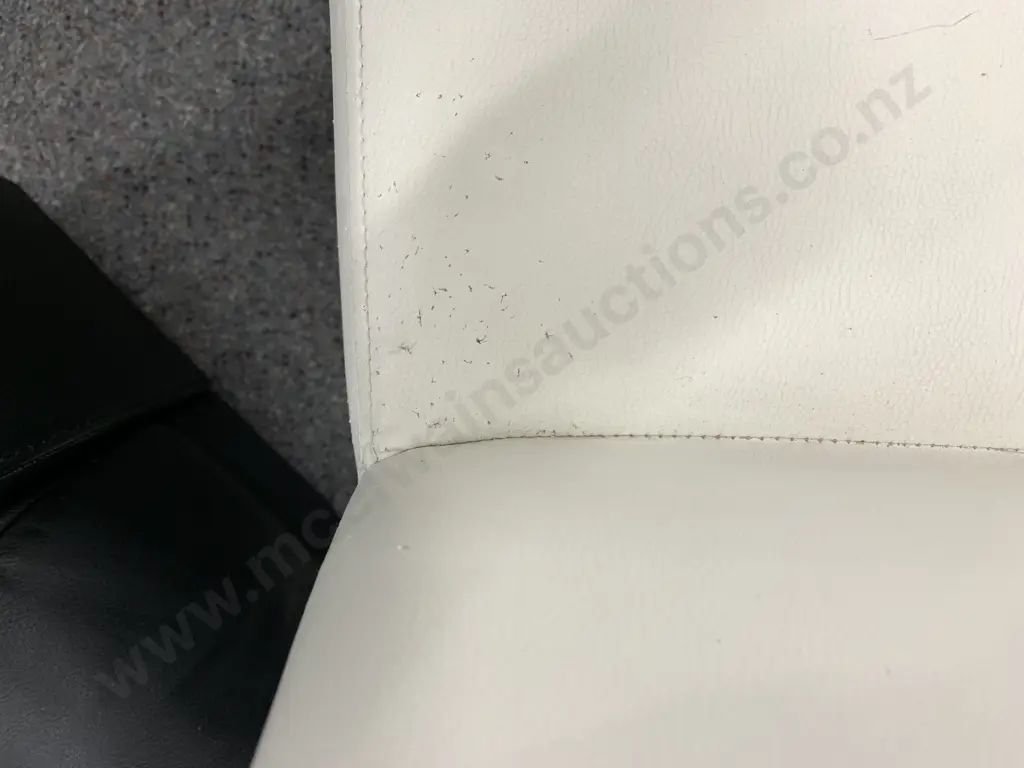 Modernist White Lacquered Rectangular Table & 6 White Leather Effect Chairs With Cantilever Bases Image 1++