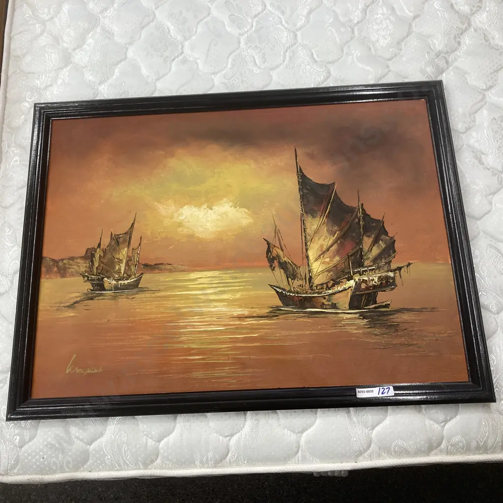 Original Artwork Pair Of Junks Signed By Artist, 52 x 68cm Image 1++