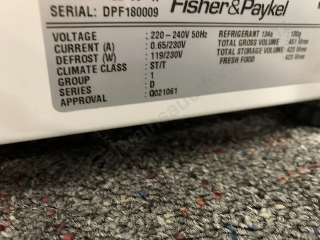 Fisher & Paykel E450R Fridge, #DPF180009, H170 W64cm, 423 Litre, White Image 1++