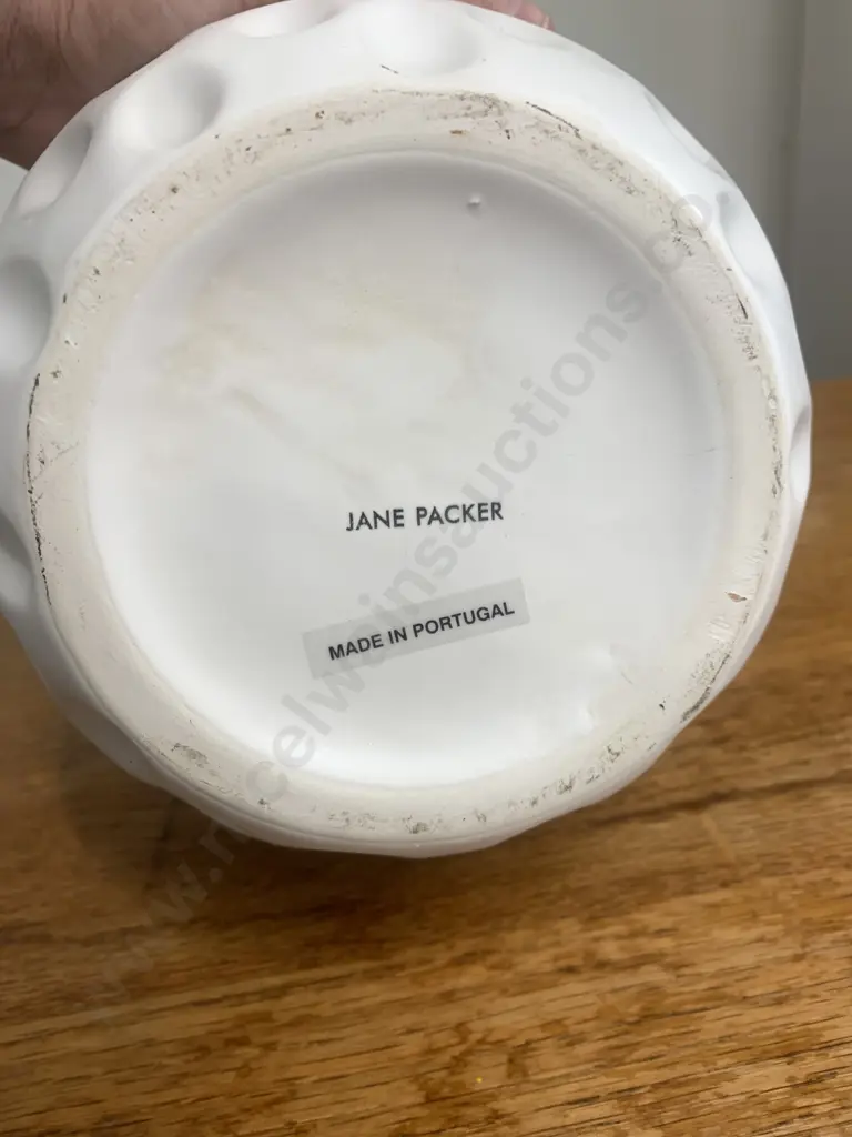 Jane Packer Dimpled Tall White Ceramic Vase, H46cm, Portugal Image 1++