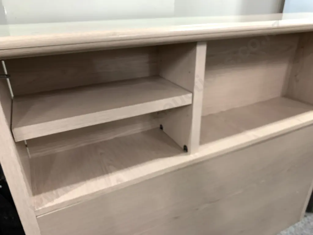 Oak Effect Headboard With Shelves & Storage, H101 W124 D27cm Image 1++