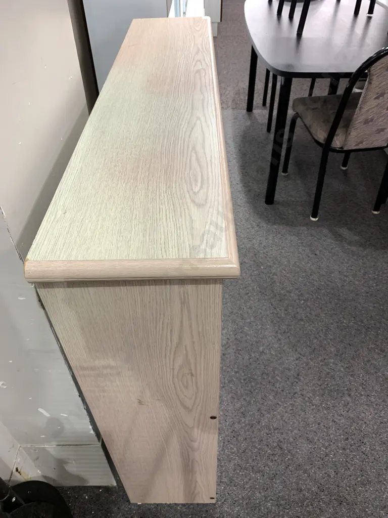 Oak Effect Headboard With Shelves & Storage, H101 W124 D27cm Image 1++