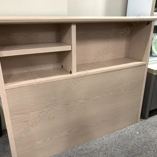 Oak Effect Headboard With Shelves & Storage, H101 W124 D27cm