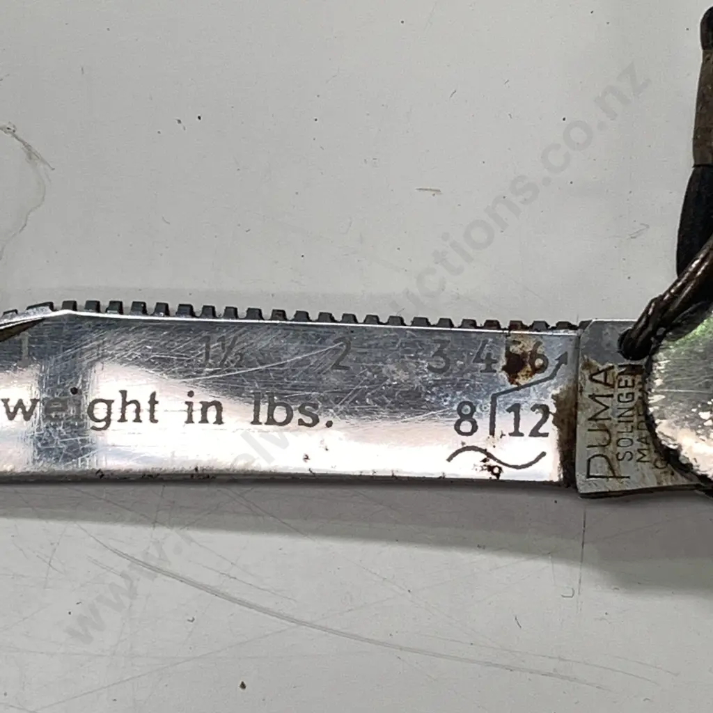 Pre 1964 Puma Waagemesser Fishing / Scale Knife With Leather Strap, Solingen Germany, Damaged (lbs - American / English) Image 1++