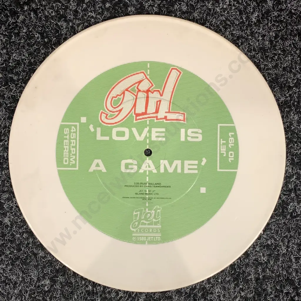 Vintage Girl 'Love Is A Game' 7" White Vinyl Single - Jet Records 1980( Donated As Unable to Sell ) Image 1++