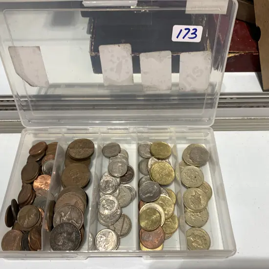 Assortment Of Coins, American Cents, Euro Coins, One Pound Coins Etc