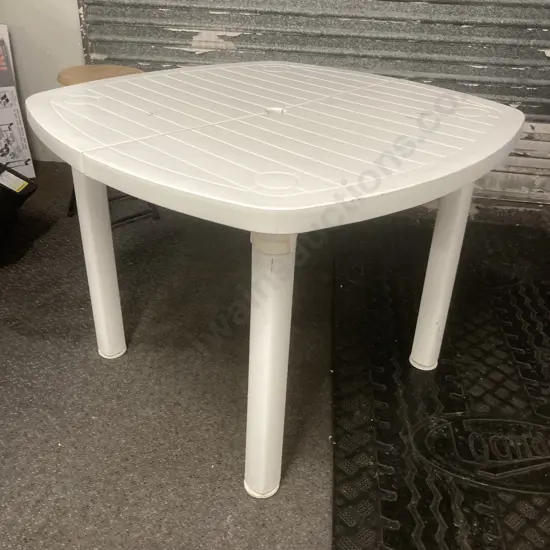 White Cosmoplast (UAE) Square Outdoor Table, Adjustable Feet, H73 W99 D99cm