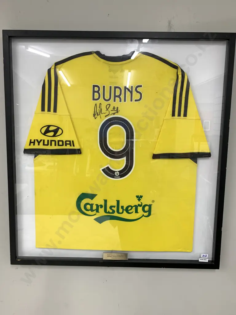 Phoenix Football Club Framed Nathan Burns Jersey Season 2014-15, 81 x 76cm Image 1++